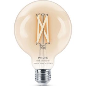 Bec LED inteligent vintage Philips filament transparent, Wi-Fi, Bluetooth, G95, E27, 7W (60W), 806 lm, temperatura lumina reglabila (2700-6500K), 9.5cm