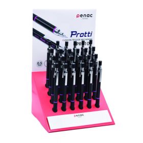 Display creioane mecanice metalice PENAC Protti PRD-105, 0.5mm, 24 buc/display - culoare corp -negru
