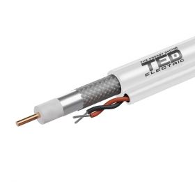 Cablu coaxial cu ALIMENTARE 75 ohm RG6 CCS + 2 fire CCA x 0,75 mm PE alb rola 100m TED Wire Expert TED002372