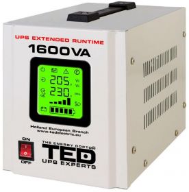 UPS 1600VA/1050W runtime extins utilizeaza doi acumulatori (neinclusi) TED UPS Expert TED000330