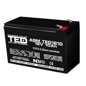 Acumulator stationar AGM VRLA 12V 10A dimensiuni 151mm x 65mm x h 95mm F2 TED Battery Expert Holland
