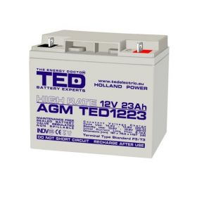 Acumulator stationar AGM VRLA 12V 23A High Rate 181mm x 76mm x h 167mm F3 TED Battery Expert Holland