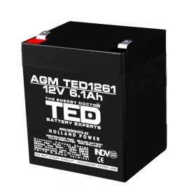 Acumulator stationar AGM VRLA 12V 6,1A dimensiuni 90mm x 70mm x h 98mm F2 TED Battery Expert Holland