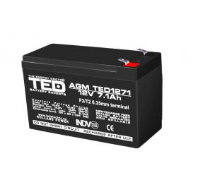 Acumulator stationar AGM VRLA 12V 7,1A dimensiuni 151mm x 65mm x h 95mm F2 TED Battery Expert Holland