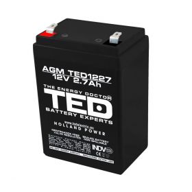 Acumulator stationar AGM VRLA 12V 2,7A dimensiuni 70mm x 47mm x h 98mm TED Battery Expert Holland