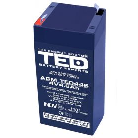 Acumulator stationar AGM VRLA 4V 4,6A dimensiuni 48mm x 52mm x h 101mm TED Battery Expert Holland