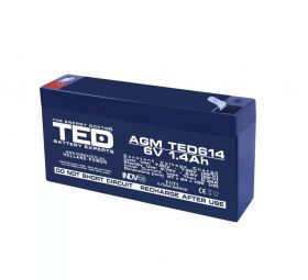 Acumulator stationar AGM VRLA 6V 1,4A dimensiuni 97mm x 25mm x h 54mm TED Battery Expert Holland