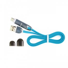 Cablu Usb Cu Microusb Si Adaptor Type-C E-Boda Cml Qc301 Albastru